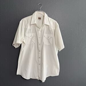 ELY Cattleman Snap Button Short Sleeve Button Down Size XL (17.5)